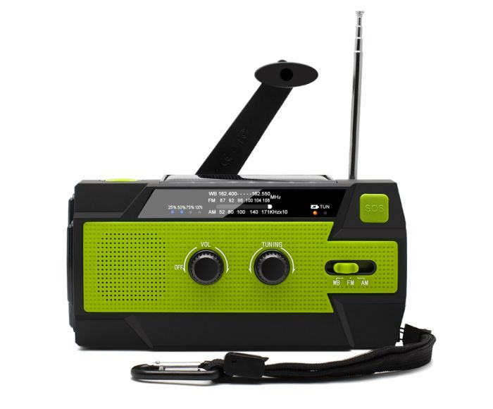 Radio de secours avec dynamo, panneau solaire et batterie 4000 mAh